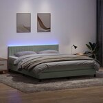 vidaXL Sommier à lattes de lit et matelas et LED gris clair 180x210cm velours