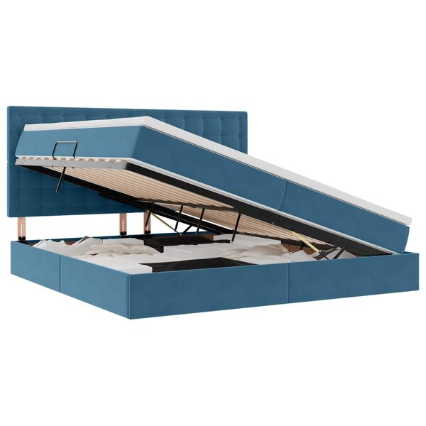 vidaXL Lit avec rangement et matelas Bleu foncé 200 x 200 cm Velours