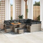 vidaXL Ensemble de canapé de jardin 12 pièces avec coussins gris poly rattan acacia