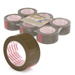 LOT de 6 Sceau d'emballage Erichkrause - Dimensions 48 mm x 50 m - Adhésif haute adhérence - Facile à découper - Couleur marron