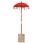 vidaXL Parasol avec Base Rouge et brun 250 cm Coton et bois