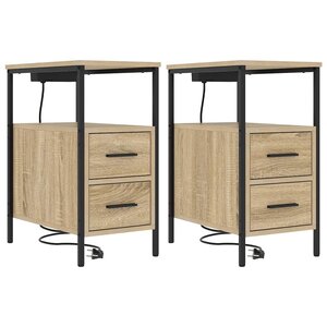 vidaXL Cabinet de chevet 2 Pièces Chêne Sonoma 30 x 48 x 61 cm