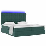 vidaXL Lit de rangement LED avec matelas Vert foncé 200 x 200 cm