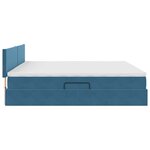 vidaXL Lit de Rangement avec matelas Bleu foncé 200 x 200 cm Velours