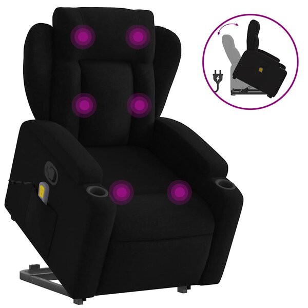 vidaXL Fauteuil de massage inclinable Noir Tissu