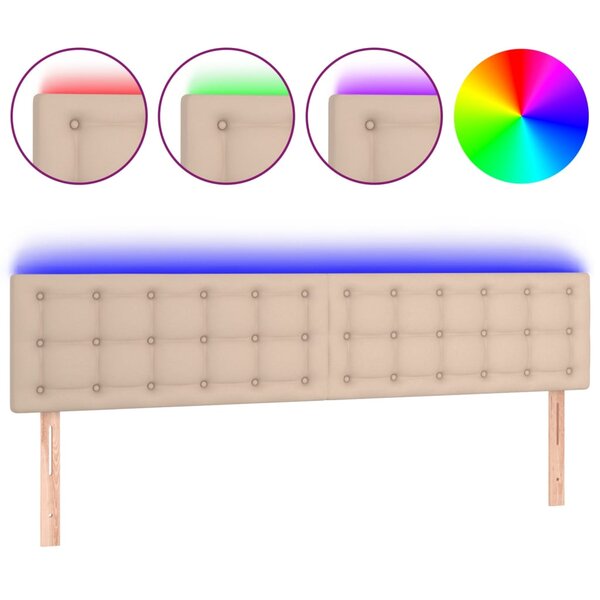 vidaXL Tête de lit à LED Cappuccino 200x5x78/88 cm Similicuir