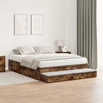 vidaXL Cadre de lit avec rangement Chêne fumé 226 5 x 140 x 31 5 cm