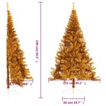 vidaXL Demi sapin de Noël artificiel avec support doré 240 cm PET