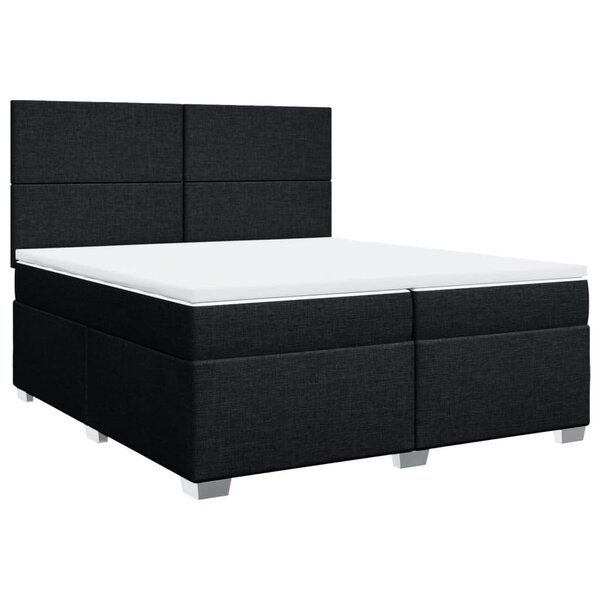 vidaXL Sommier à lattes de lit avec matelas Noir 200x200 cm Tissu