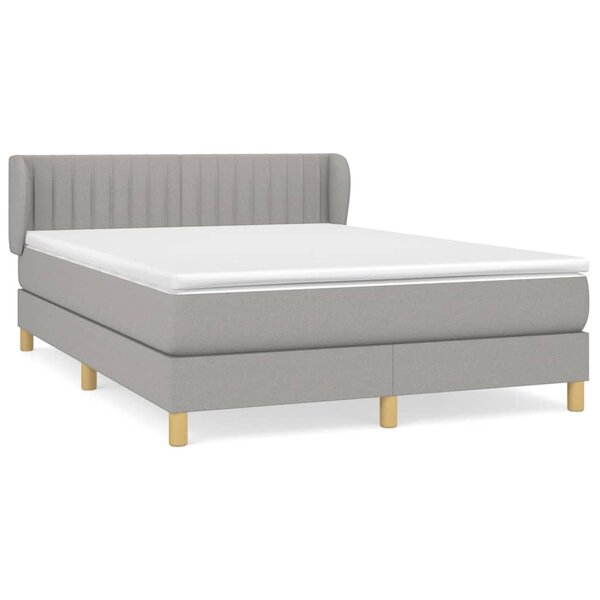 vidaXL Sommier à lattes de lit avec matelas Gris clair 140x200cm Tissu