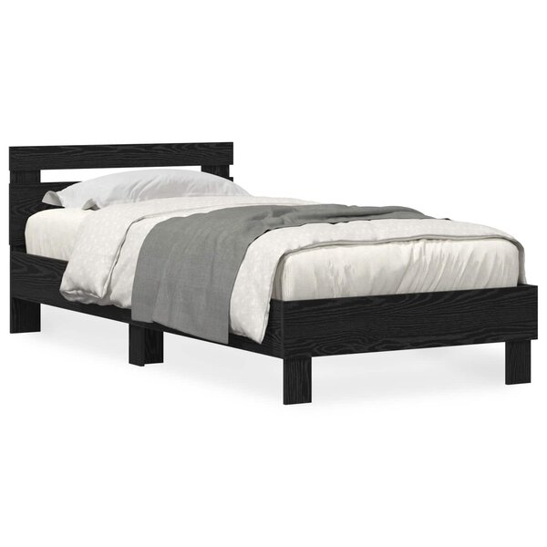 vidaXL Cadre de lit avec LED Chêne noir 90 x 190 cm Bois d'ingénierie