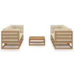vidaXL Salon de jardin 7 Pièces avec coussins Bois de pin massif