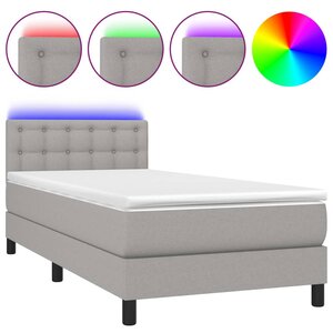 vidaXL Sommier à lattes de lit avec matelas et LED Gris clair 90x190cm