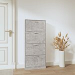 vidaXL Armoire à chaussures Gris béton 59x17x150 cm Bois d'ingénierie