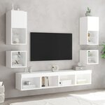 vidaXL Meubles TV muraux avec lumières LED 2 Pièces blanc 30x28 5x30 cm
