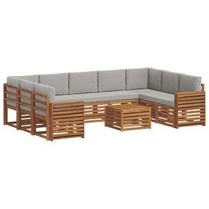 vidaXL Ensembles de canapés avec coussin 10 Pièces Gris Naturel et Clair