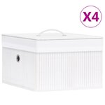 vidaXL Boîtes de rangement en bambou 4 Pièces Blanc