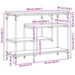 Table Console vidaXL Noir Chêne 100x35x75 cm Bois d'ingénierie et Acier