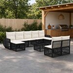 vidaXL Ensemble de canapé de jardin 10 pc Noir et blanc crème