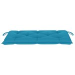 vidaXL Banc de jardin avec coussin bleu clair 112 cm Bois de teck