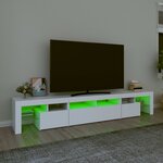 vidaXL Meuble TV avec lumières LED Blanc 230x36 5x40 cm