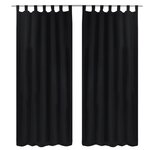 2 Pièces Rideau à Passant Micro Satin Noir 140 x 225 cm