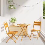 Ensemble de bistro pliable 3 pièces moutarde en acier