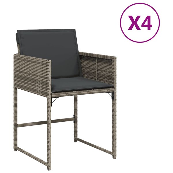 vidaXL Chaises de jardin avec coussins lot de 4 gris résine tressée