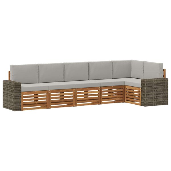 vidaXL Ensemble de canapés d'extérieur 6 pc Naturel et gris clair