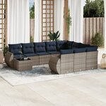 vidaXL Salon de jardin 11 Pièces avec coussins gris résine tressée