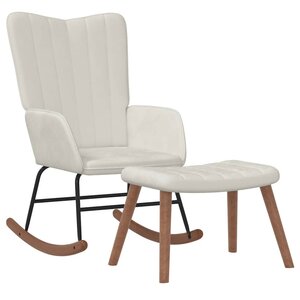 vidaXL Chaise à bascule avec repose-pied Blanc crème Velours