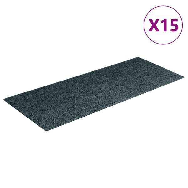 vidaXL Tapis d'escalier autocollants Rectangulaire 15 Pièces 60x25cm Vert