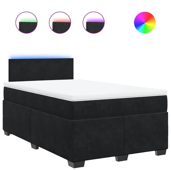 vidaXL Sommier à lattes de lit avec matelas noir 120x190 cm velours