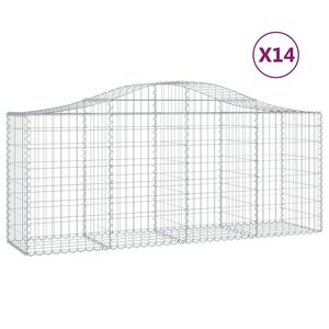 vidaXL Paniers à gabions arqués 14 Pièces 200x50x80/100 cm Fer galvanisé