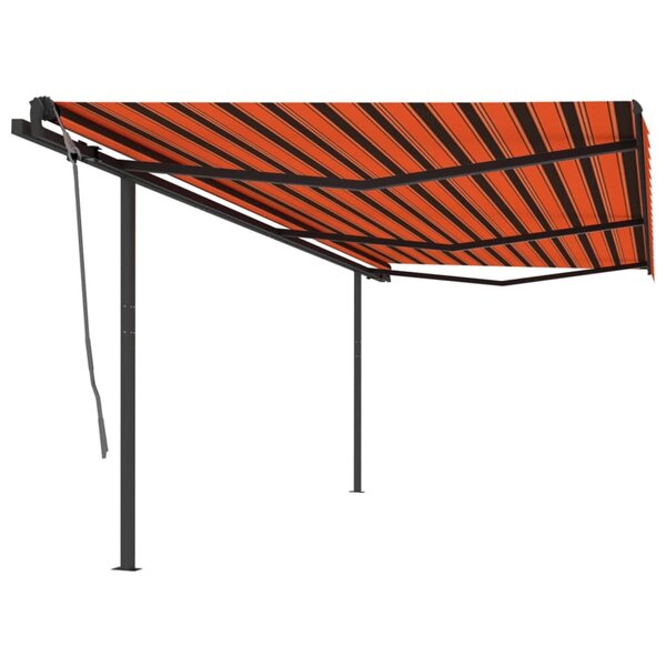 vidaXL Auvent automatique rétractable et poteaux 6x3 5 m Orange marron