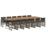 vidaXL Ensemble à manger de jardin coussins 13 Pièces gris résine tressée