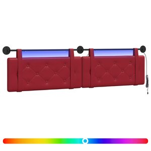 vidaXL Tête de lit suspendue Avec lumière LED Bordeaux Simili cuir