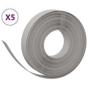 vidaXL Bordures de jardin 5 Pièces gris 10 m 10 cm polyéthylène