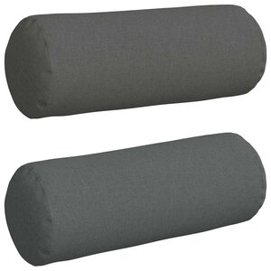vidaXL Coussins d'accent 2 Pièces Gris foncé Ø 25 x 70 cm tissu