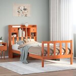vidaXL Lit bibliothèque sans matelas cire marron 75x190 cm pin massif