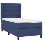 vidaXL Sommier à lattes de lit avec matelas Bleu 90x190 cm Tissu