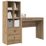 vidaXL Bureau avec tiroir avec étagère 2 Pièces Chêne artisanal