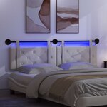 vidaXL Tête de lit suspendue Avec lumière LED Crème Velours