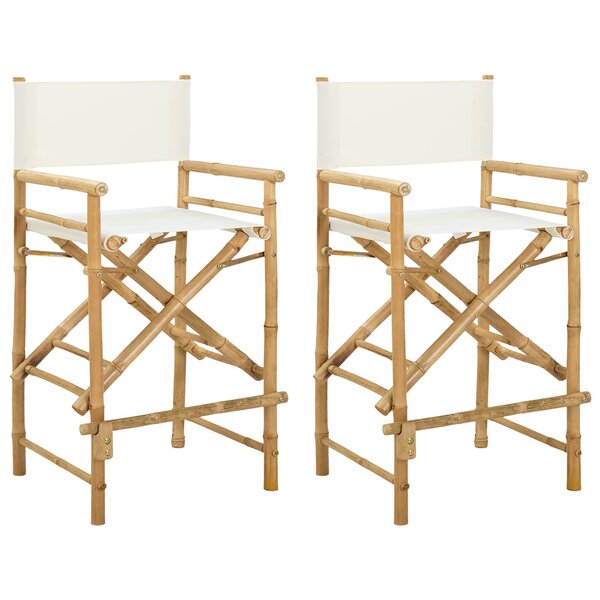 vidaXL Chaise de directeur pliante 2 pc Naturel Bambou