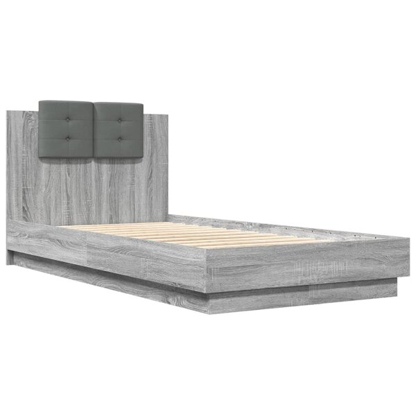 vidaXL Cadre de lit avec tête de lit sonoma gris 75x190 cm