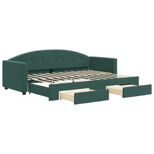 vidaXL Lit de jour avec gigogne et tiroirs vert foncé 80x200cm velours