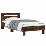 vidaXL Cadre de lit tête de lit et lumières LED chêne fumé 75x190 cm
