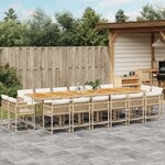 vidaXL Ensemble à manger de jardin et coussins 17 Pièces beige