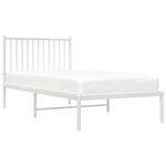 vidaXL Cadre de lit métal sans matelas avec tête de lit blanc 90x190cm
