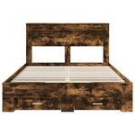 vidaXL Cadre de lit Chêne fumé 150 x 200 cm Bois d'ingénierie
